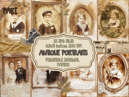 Antique Portraits Journal Pages (P1) Antique Journal Kit - Wonders Artist