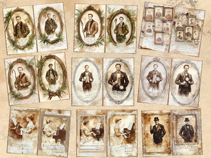 Antique Portraits Journal Pages (P2) Antique Journal Kit - Wonders Artist