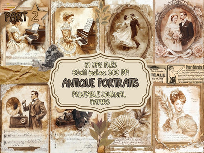 Antique Portraits Journal Pages (P2) Antique Journal Kit - Wonders Artist