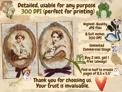 Antique Portraits Journal Pages (P3) Antique Journal Kit - Wonders Artist