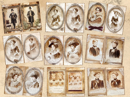 Antique Portraits Journal Pages (P3) Antique Journal Kit - Wonders Artist