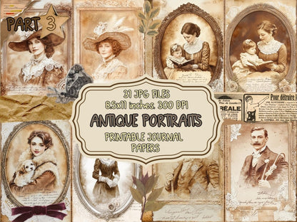 Antique Portraits Journal Pages (P3) Antique Journal Kit - Wonders Artist