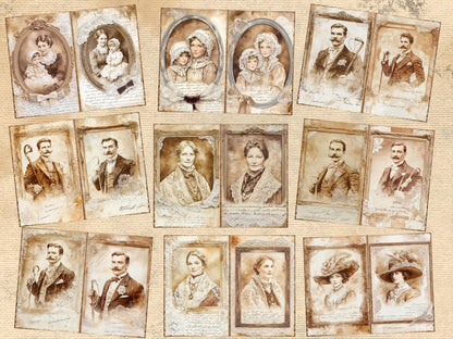 Antique Portraits Journal Pages (P3) Antique Journal Kit - Wonders Artist