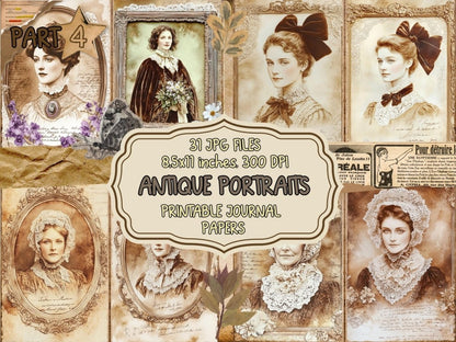 Antique Portraits Journal Pages (P4) Antique Journal Kit - Wonders Artist