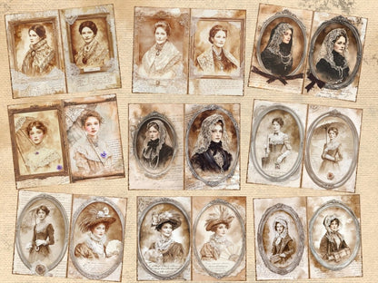 Antique Portraits Journal Pages (P4) Antique Journal Kit - Wonders Artist