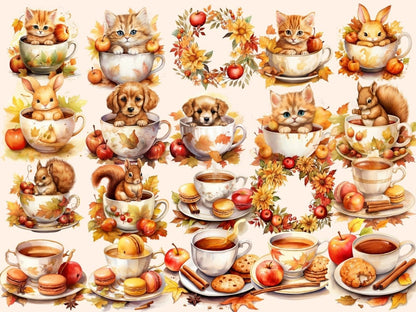 Apple & Cinnamon Tea Watercolor Clipart apple cinnamon png - Wonders Artist