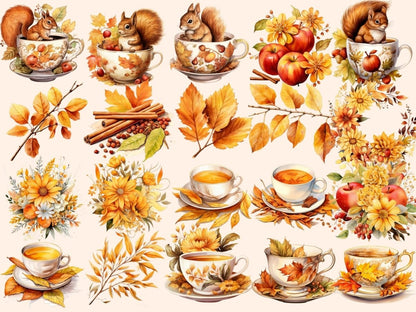 Apple & Cinnamon Tea Watercolor Clipart apple cinnamon png - Wonders Artist