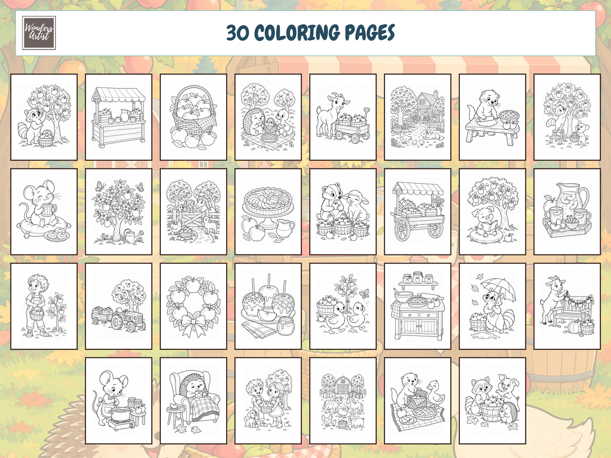 Apple Orchard Adventures Coloring Book — all 30 coloring pages