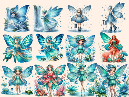 Aqua Fairies Clipart Aqua clip art - Wonders Artist