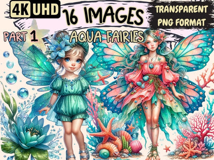 Aqua Fairies Clipart Aqua clip art - Wonders Artist