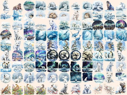 Arctic Animals Watercolor Clipart arctic animals png - Wonders Artist