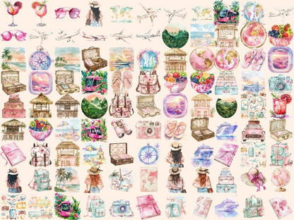 Around the World Watercolor Clipart Adventure Elements - Wonders Artist