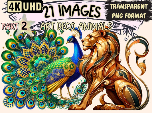 Art Deco Animals (P2) Clipart - High - Quality Instant Digital Download for Creative Projects