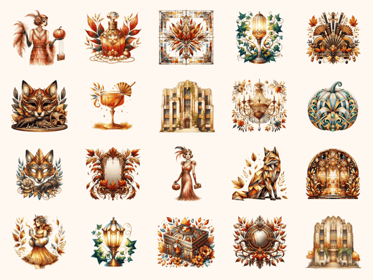 Art Deco Autumn Clipart