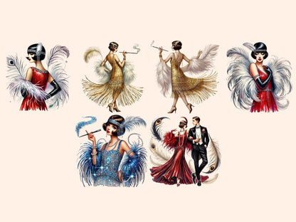 Art Deco Ladies Clipart 1920s flapper art - Wonders Artist
