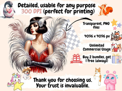 Art Deco Ladies Clipart 1920s flapper art - Wonders Artist