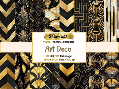 Art Deco Seamless Digital Paper 1920s Deco Print - Wonders Artist