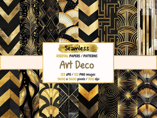 Art Deco Seamless Digital Paper - High - Quality Instant Digital Download for Creative Projects