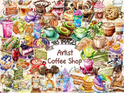 Artist Coffee Shop Watercolor Clipart artistic coffee png - Wonders Artist