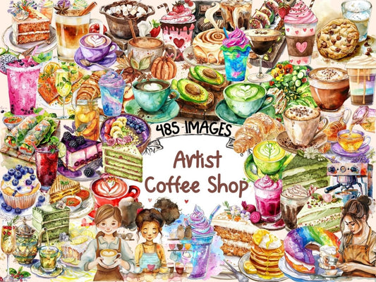 Artist Coffee Shop Watercolor Clipart artistic coffee png - Wonders Artist