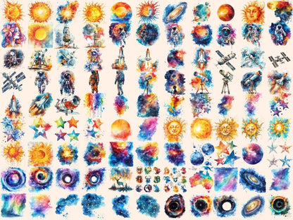 Astronomy Watercolor Clipart astronaut art - Wonders Artist