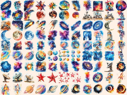 Astronomy Watercolor Clipart astronaut art - Wonders Artist