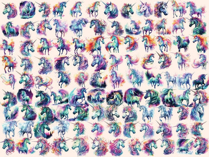 Aurora Unicorns Watercolor Clipart aurora clipart - Wonders Artist