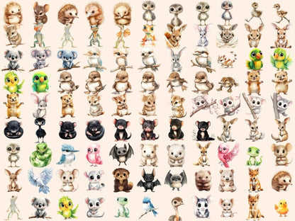 Australian Baby Animals Watercolor Clipart Animal Graphics PNG - Wonders Artist