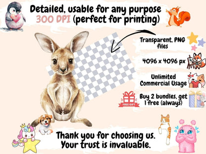 Australian Baby Animals Watercolor Clipart Animal Graphics PNG - Wonders Artist