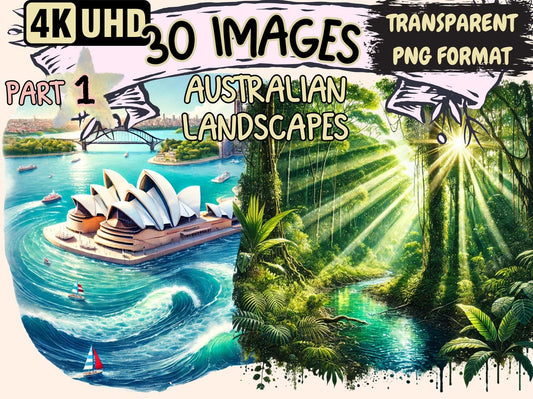 Australian Landscapes Clipart - High - Quality Instant Digital Download for Creative Projects