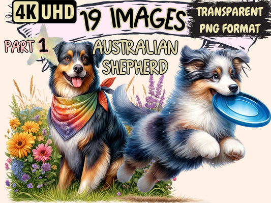 Australian Shepherd Clipart - High - Quality Instant Digital Download for Creative Projects