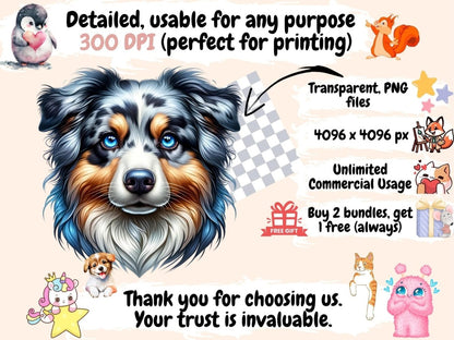 Australian Shepherd Clipart Aussie artwork - Wonders Artist