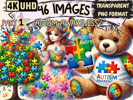 Autism Awareness Clipart - High - Quality Instant Digital Download for Creative Projects