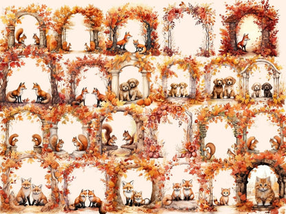 Autumn Arches Watercolor Clipart autumn arch clipart - Wonders Artist