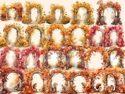 Autumn Arches Watercolor Clipart autumn arch clipart - Wonders Artist