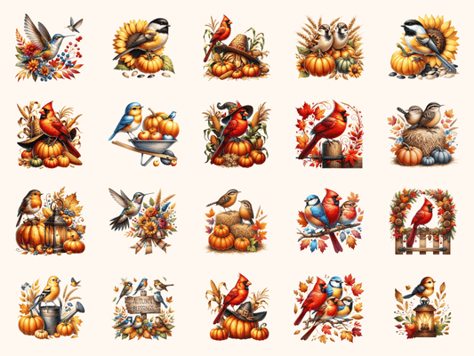 Autumn Birds Clipart