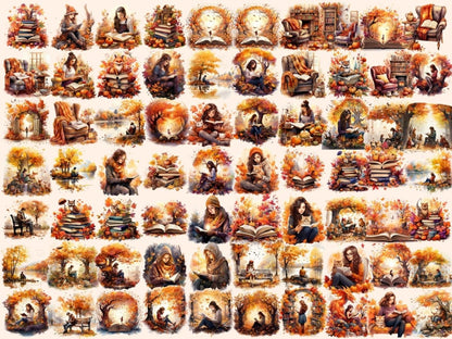 Autumn Books Watercolor Clipart autumn books clipart - Wonders Artist