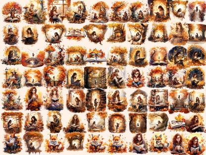 Autumn Books Watercolor Clipart autumn books clipart - Wonders Artist