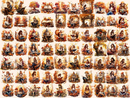 Autumn Books Watercolor Clipart autumn books clipart - Wonders Artist