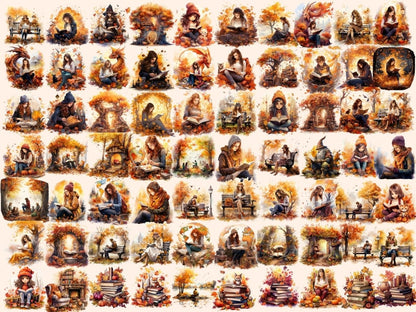 Autumn Books Watercolor Clipart autumn books clipart - Wonders Artist