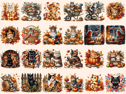 Autumn Cats Clipart autopost Autumn Cat PNG Autumn Cats - WondersArtist