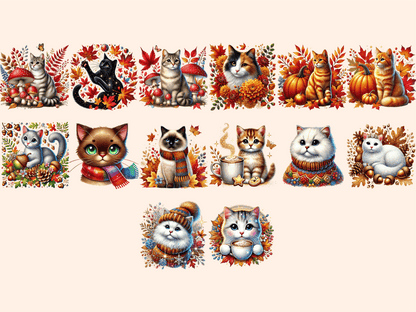 Autumn Cats Clipart autopost Autumn Cat PNG Autumn Cats - WondersArtist