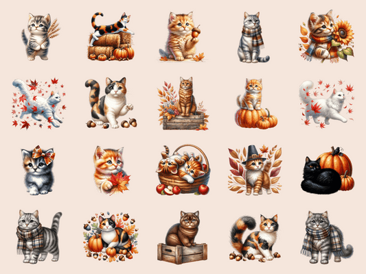 Autumn Cats Clipart