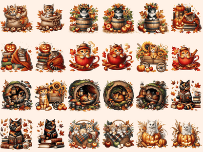 Autumn Cats Clipart autopost Autumn Cat PNG Autumn Cats - WondersArtist
