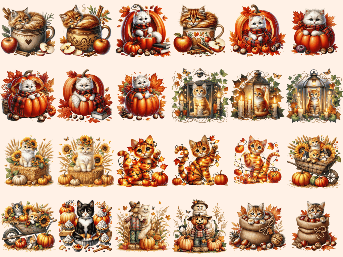 Autumn Cats Clipart autopost Autumn Cat PNG Autumn Cats - WondersArtist