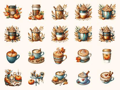 Autumn Coffee Shop Clipart All Bundles Clipart Line Art - WondersArtist