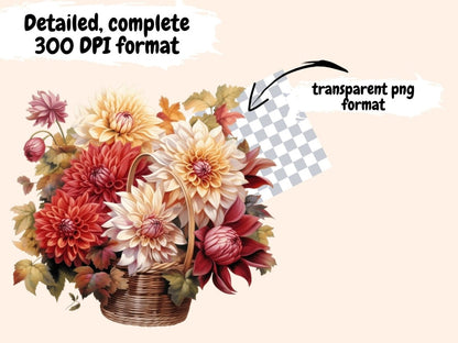 Autumn Dahlias Watercolor Clipart autumn dahlia png - Wonders Artist