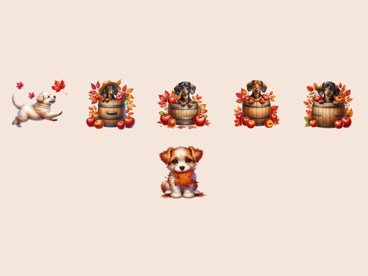 Autumn Dogs Clipart All Bundles Clipart Line Art - WondersArtist