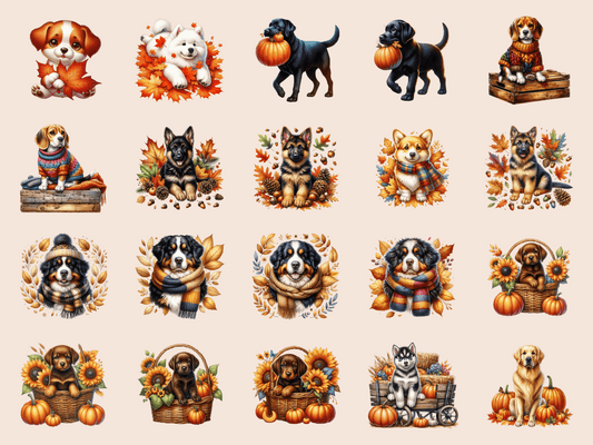 Autumn Dogs Clipart