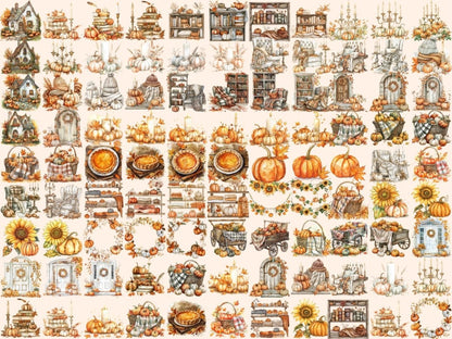 Autumn Elements Watercolor Clipart Autumn Accents - Wonders Artist